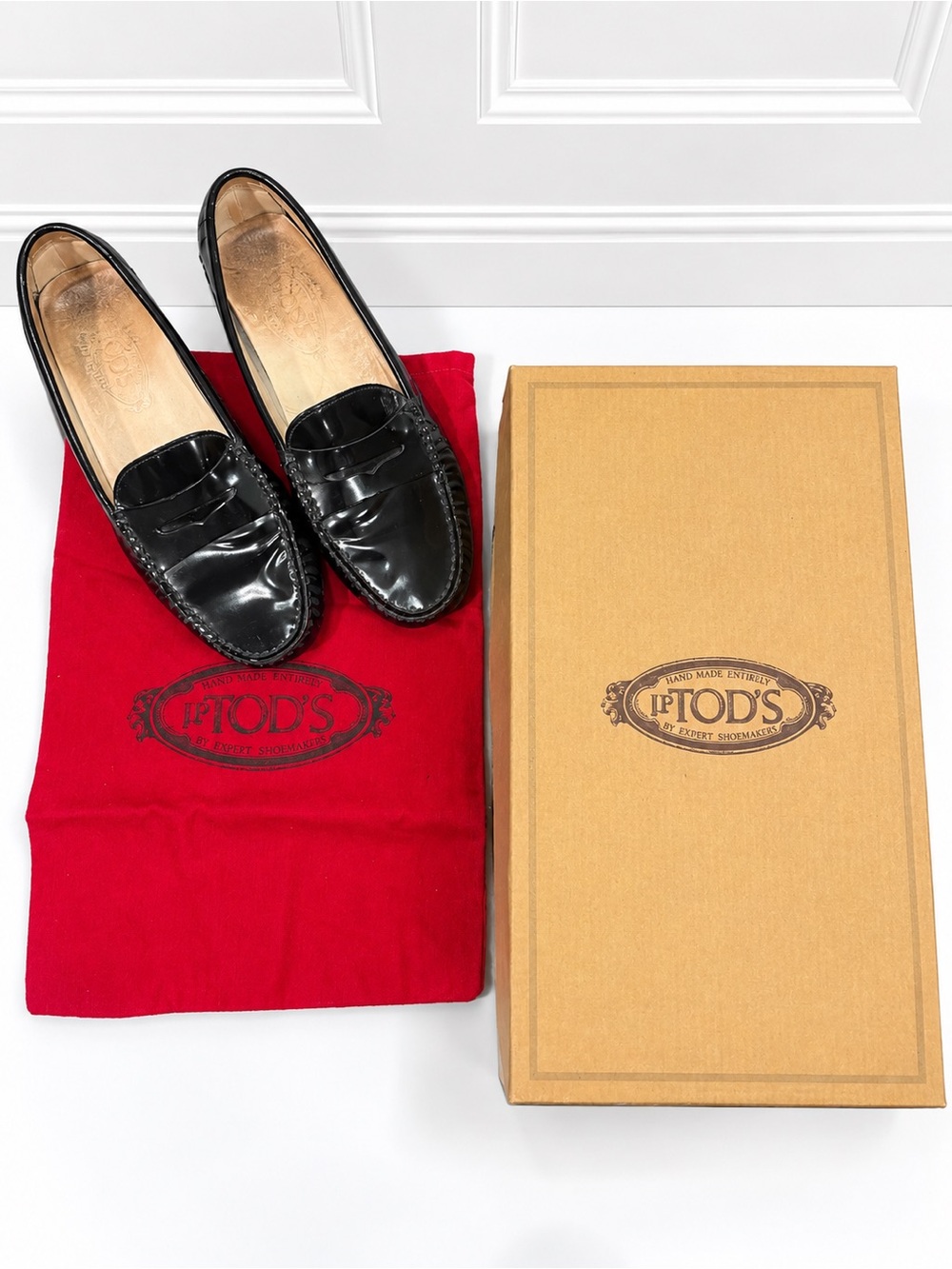 Tod’s Black Patent Leather Penny Loafers Driving Shoes Size 9B